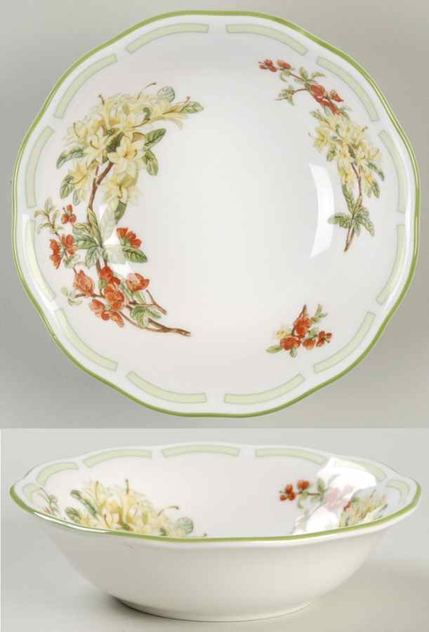 Botanical Teas (Green Trim) Fruit/Dessert (Sauce) Bowl by Royal Albert-1