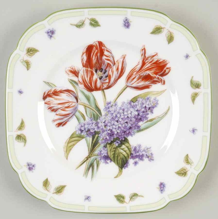 Botanical Teas (Green Trim) Square Bread & Butter Plate by Royal Albert-1