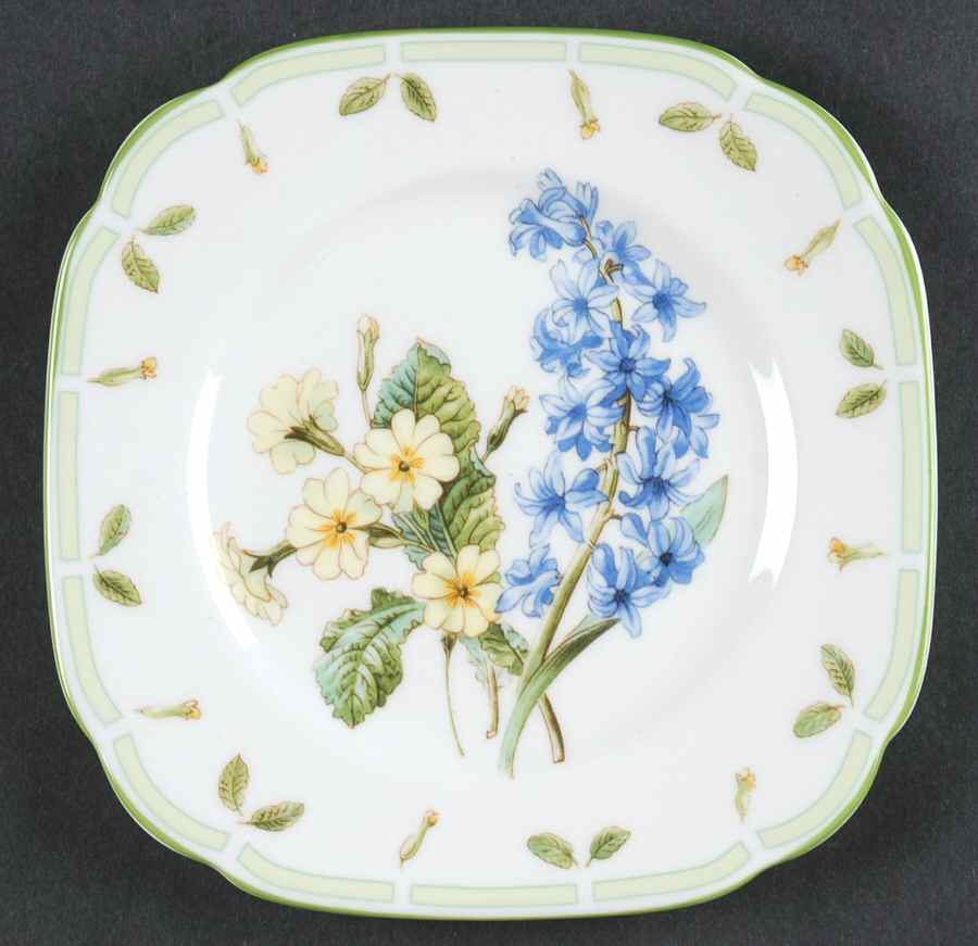 Botanical Teas (Green Trim) Square Bread & Butter Plate by Royal Albert-1