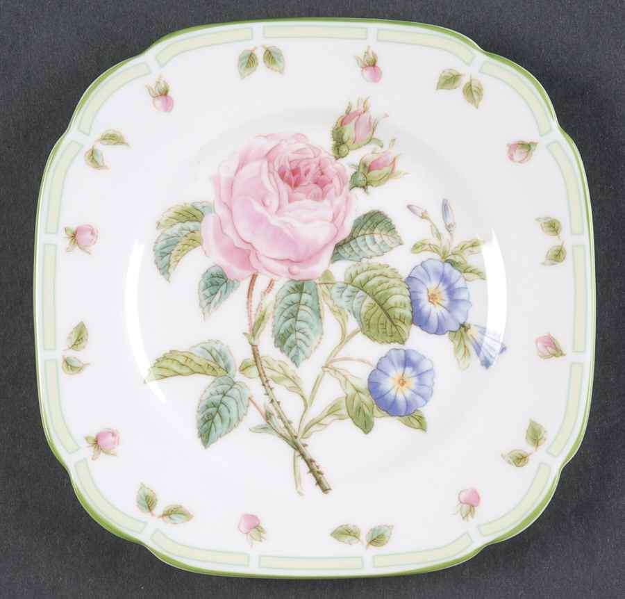 Botanical Teas (Green Trim) Square Bread & Butter Plate by Royal Albert-1