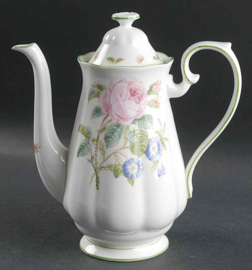 Botanical Teas (Green Trim) Coffee Pot & Lid by Royal Albert-1