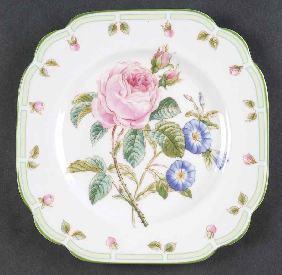 Botanical Teas (Green Trim) Square Salad Plate by Royal Albert-1