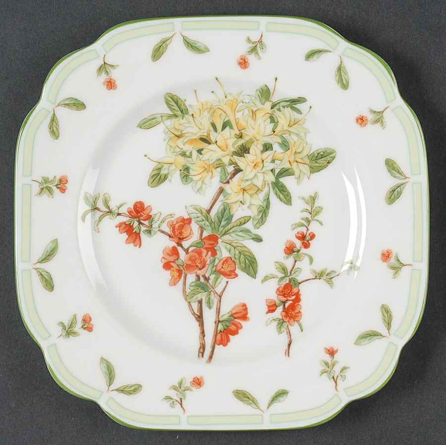 Botanical Teas (Green Trim) Square Salad Plate by Royal Albert-1