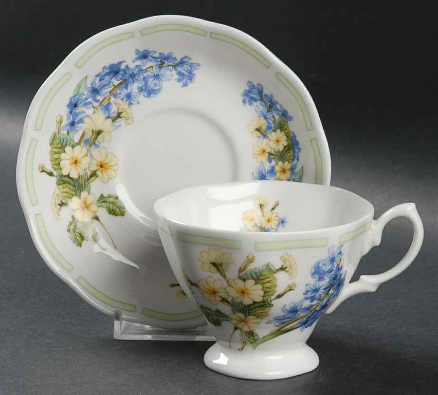 Botanical Teas (Green Trim) Footed Cup & Saucer Set by Royal Albert-1