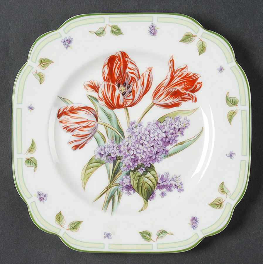Botanical Teas (Green Trim) Square Salad Plate by Royal Albert-1