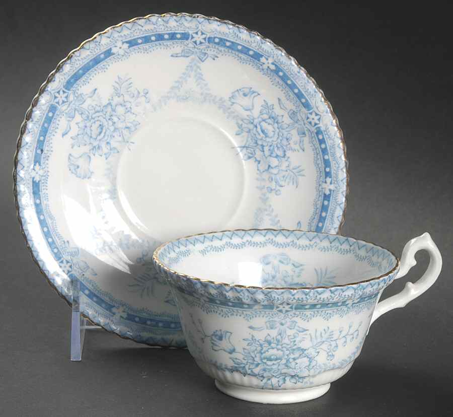 Moselle (Blue&Gold) Footed Cup & Saucer Set by Samuel Radford-1
