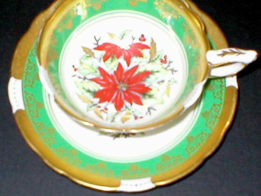 Poinsettia Footed Cup & Saucer Set by Royal Stafford-1
