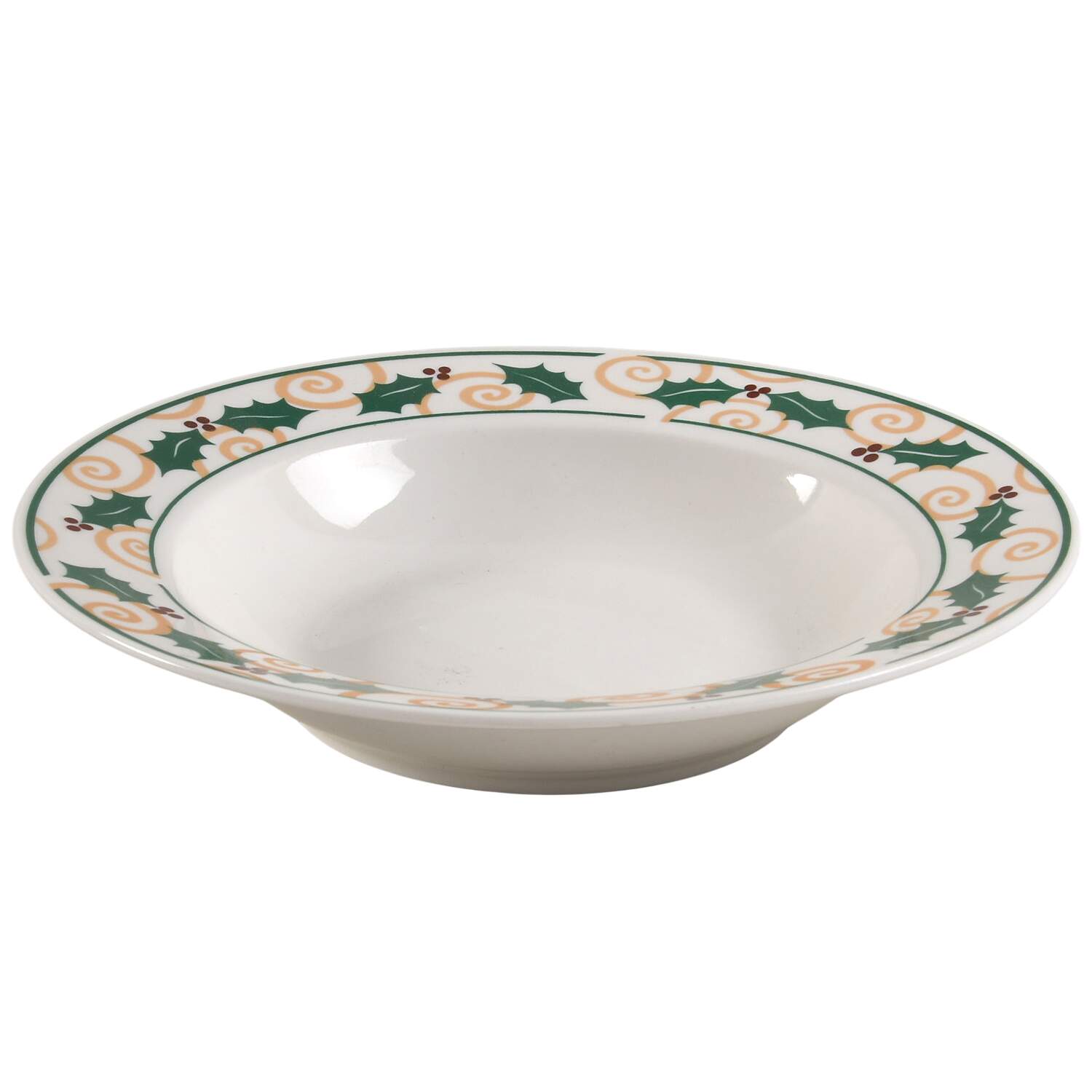 Golden Holly Rim Soup Bowl by Retroneu-1