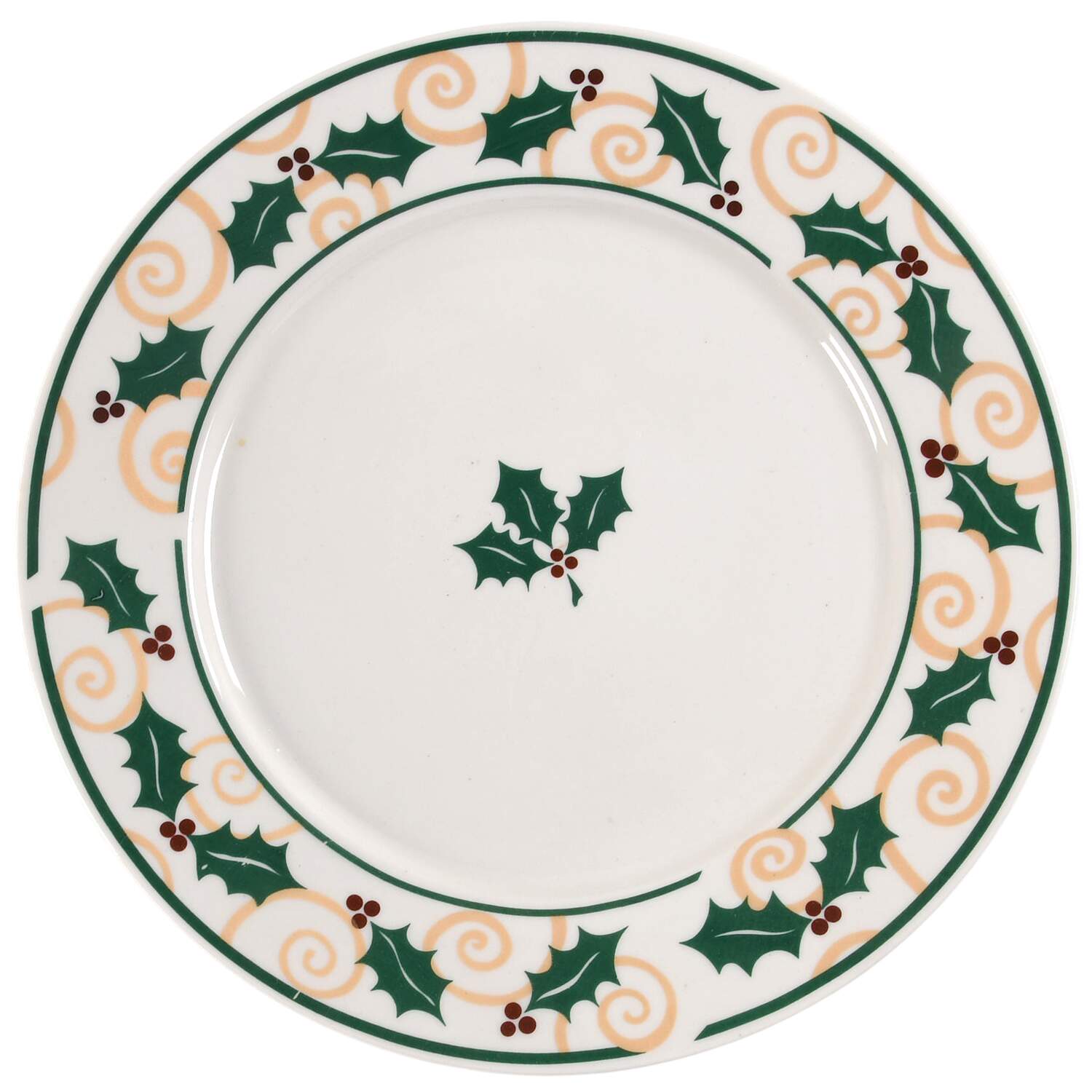 Golden Holly Dinner Plate by Retroneu-1