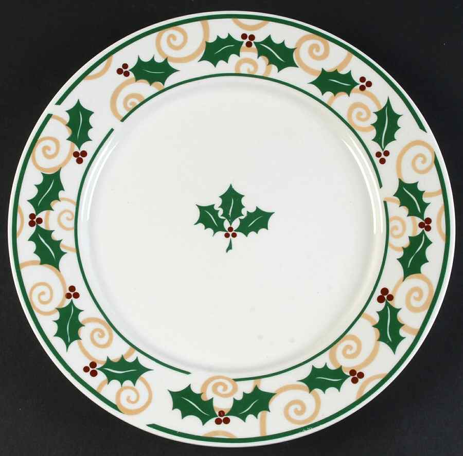 Golden Holly Dinner Plate by Retroneu-1