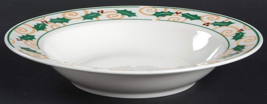 Golden Holly Rim Soup Bowl by Retroneu-1