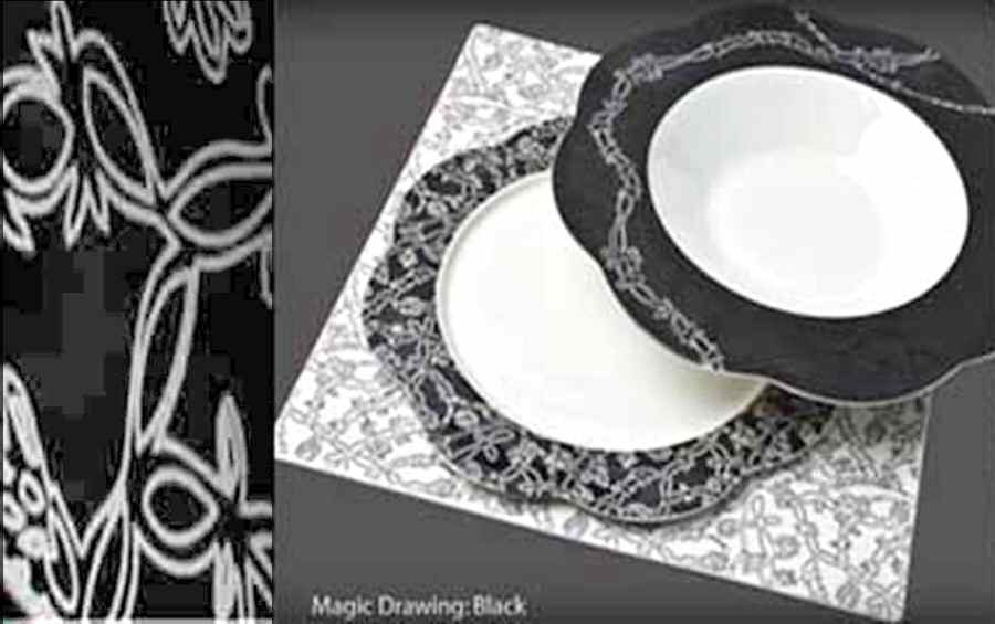 Magic Drawing Black Dinner Plate by Royal Fine China-1