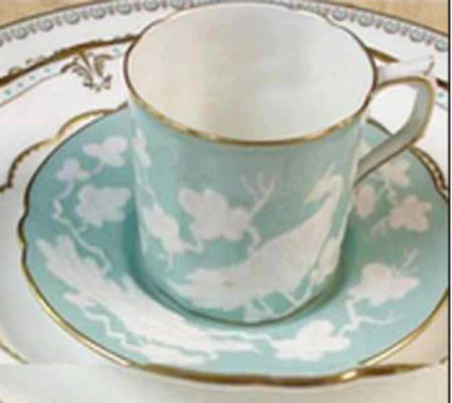 Chinese Birds Blue Flat Demitasse Cup & Saucer Set by Royal Crown Derby-1
