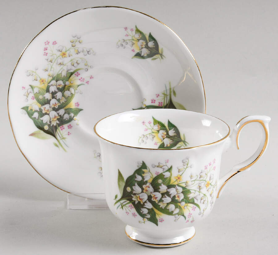 Lilly of the Valley Footed Cup & Saucer Set by Royal Winchester-1