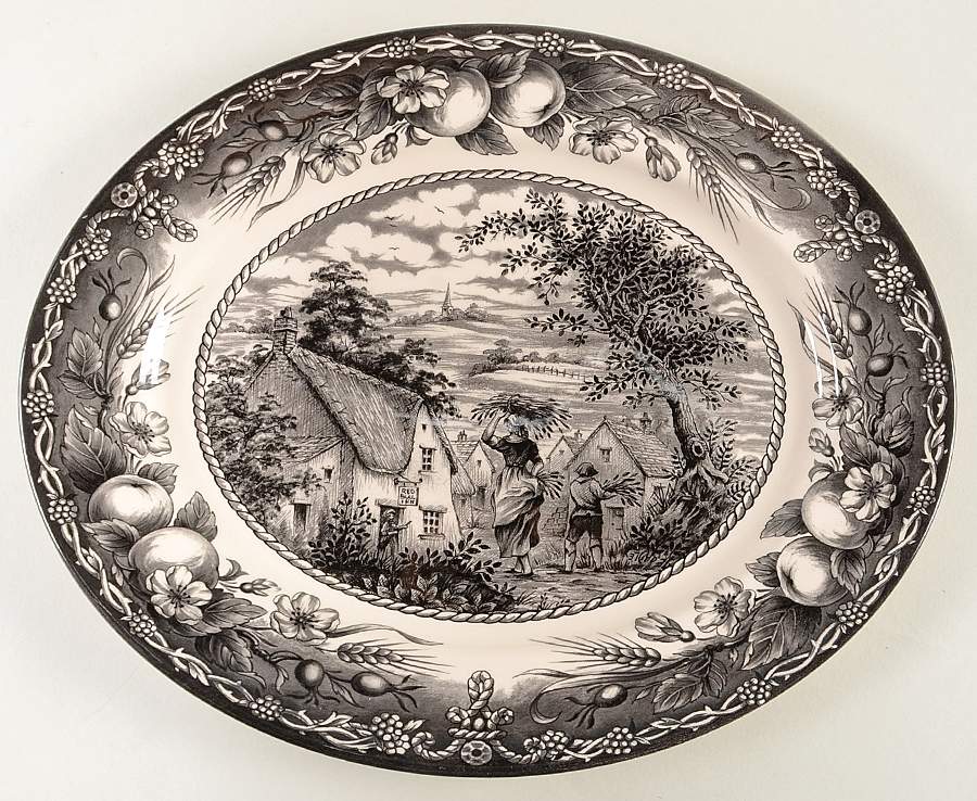 Red Bull Inn 13" Oval Serving Platter by Royal Stafford-1