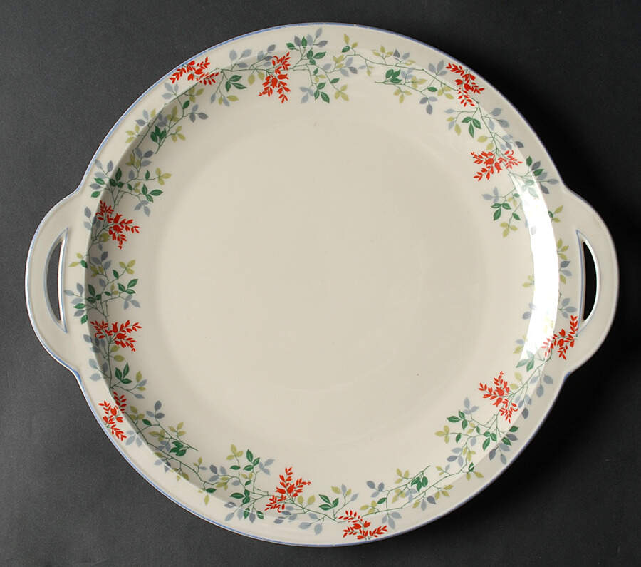 ROT284 (Blue Trim) Handled Cake Plate by Royal Tettau-1