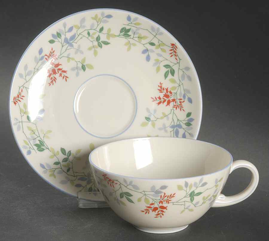 ROT284 (Blue Trim) Flat Cup & Saucer Set by Royal Tettau-1