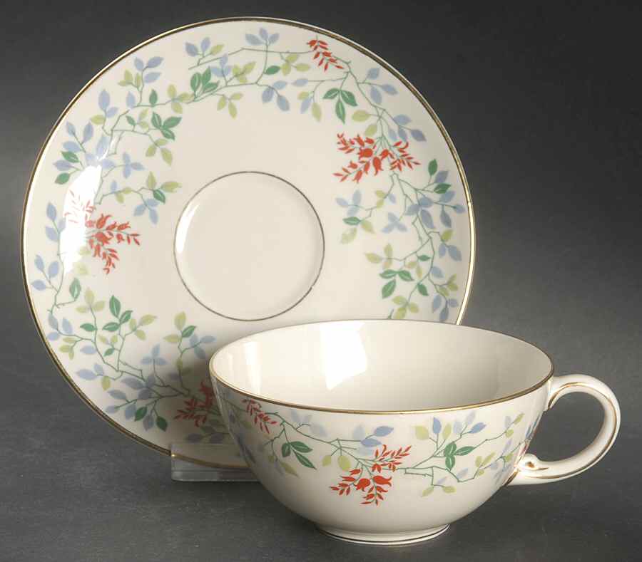 ROT284 (Gold Trim) Flat Cup & Saucer Set by Royal Tettau-1