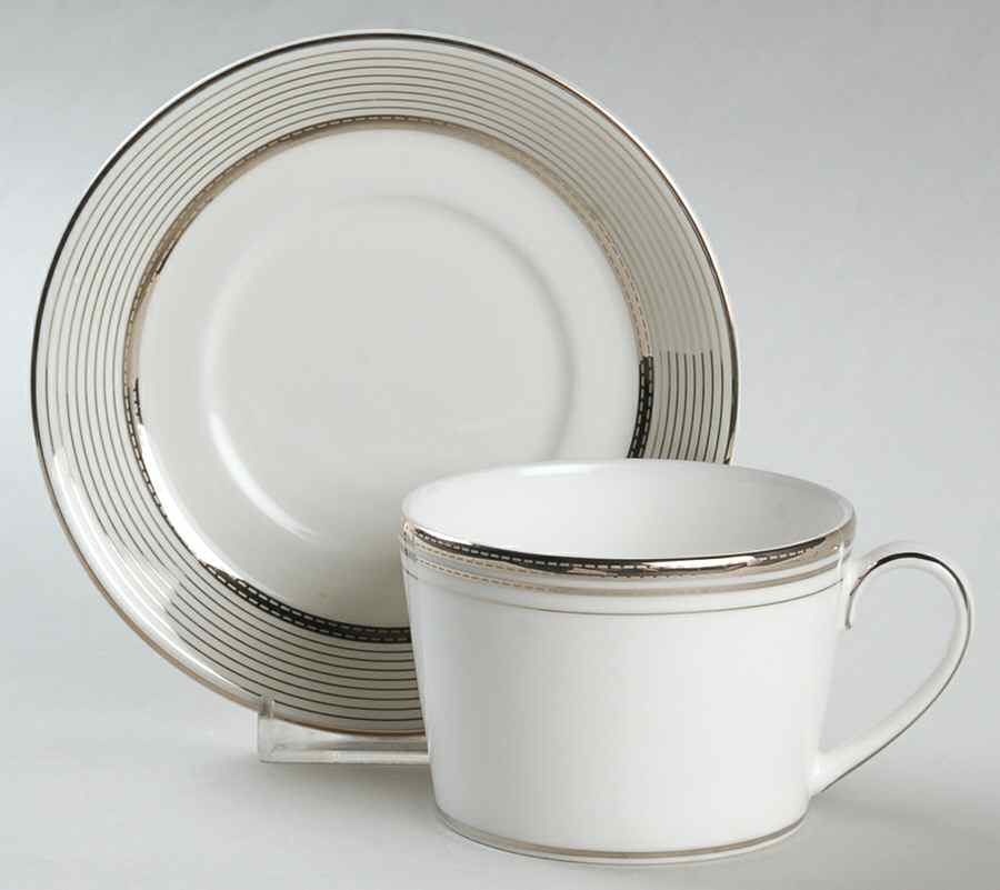 Platine Flat Cup & Saucer Set by Royal Doulton-1