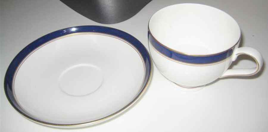 Golden Blue Flat Cup & Saucer Set by Royal Bone China-1
