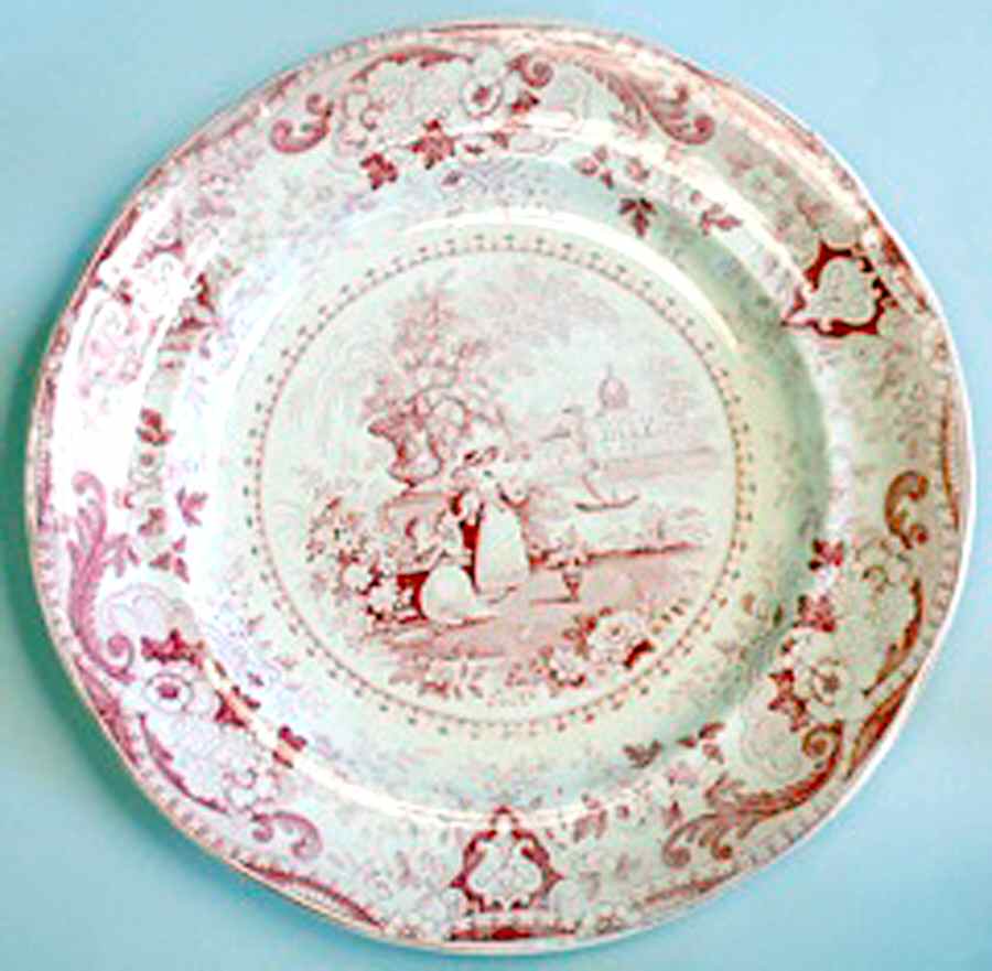 Italian Buildings Red Dinner Plate by Ralph Hall-1