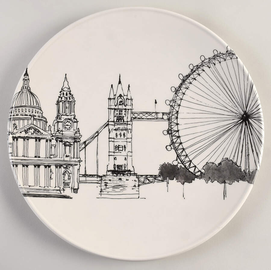 City Scenes 12" Chop Plate (Round Platter) by Royal Stafford-1