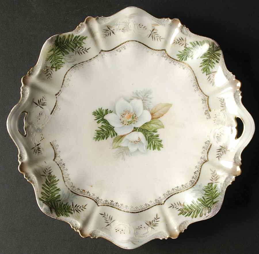 Dogwood and Pine Handled Cake Plate by RS Prussia-1