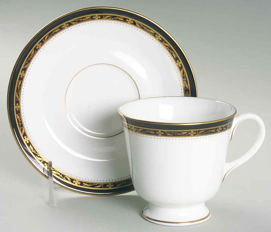 Odette (Black) Footed Cup & Saucer Set by Royal Worcester-1