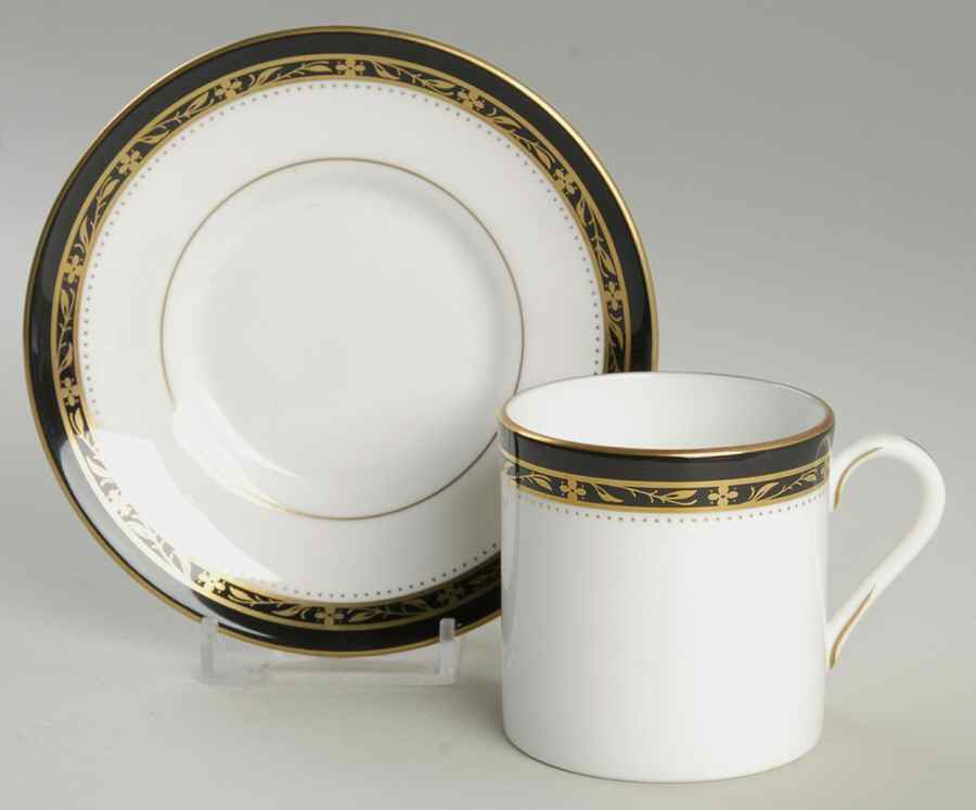 Odette (Black) Flat Demitasse Cup & Saucer Set by Royal Worcester-1
