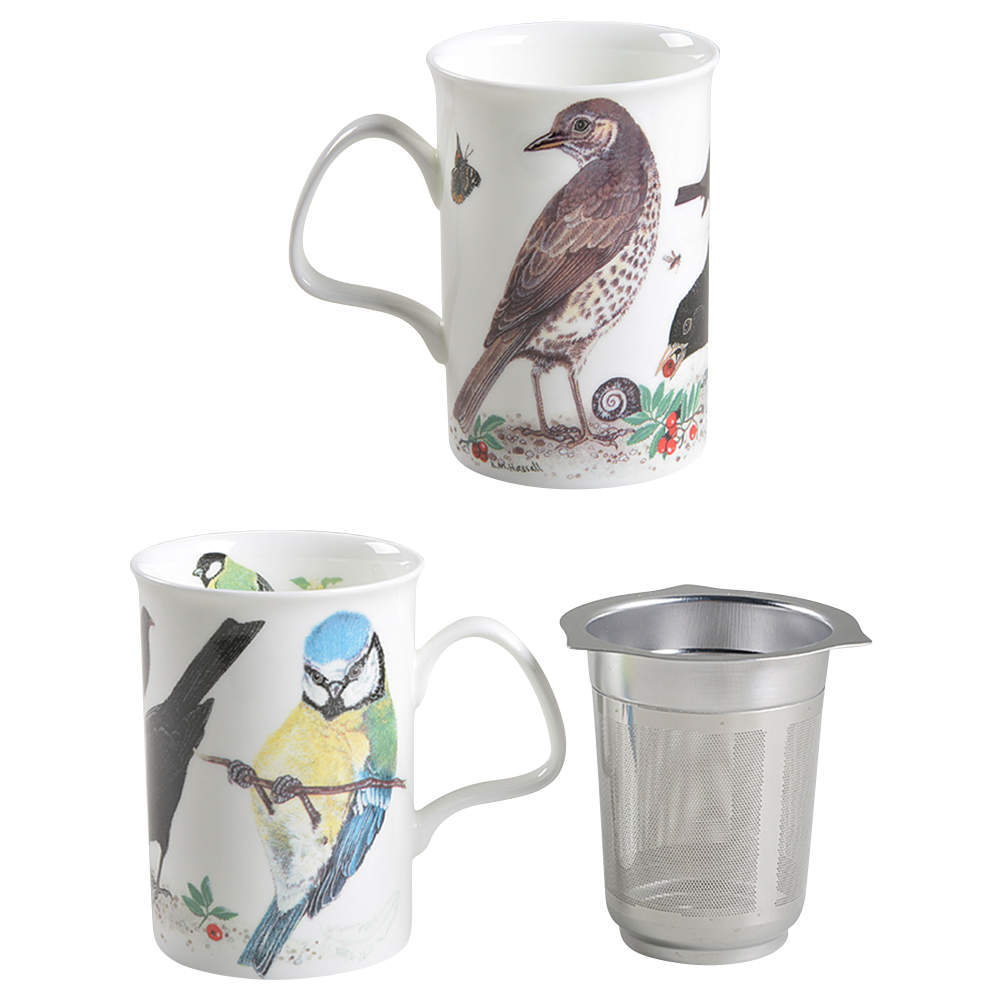 Garden Birds Lancaster Mug & Lid with Metal Infuser by Roy Kirkham-1