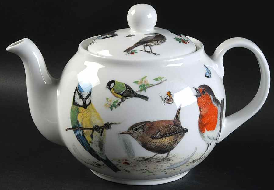 Garden Birds Teapot & Lid by Roy Kirkham-1