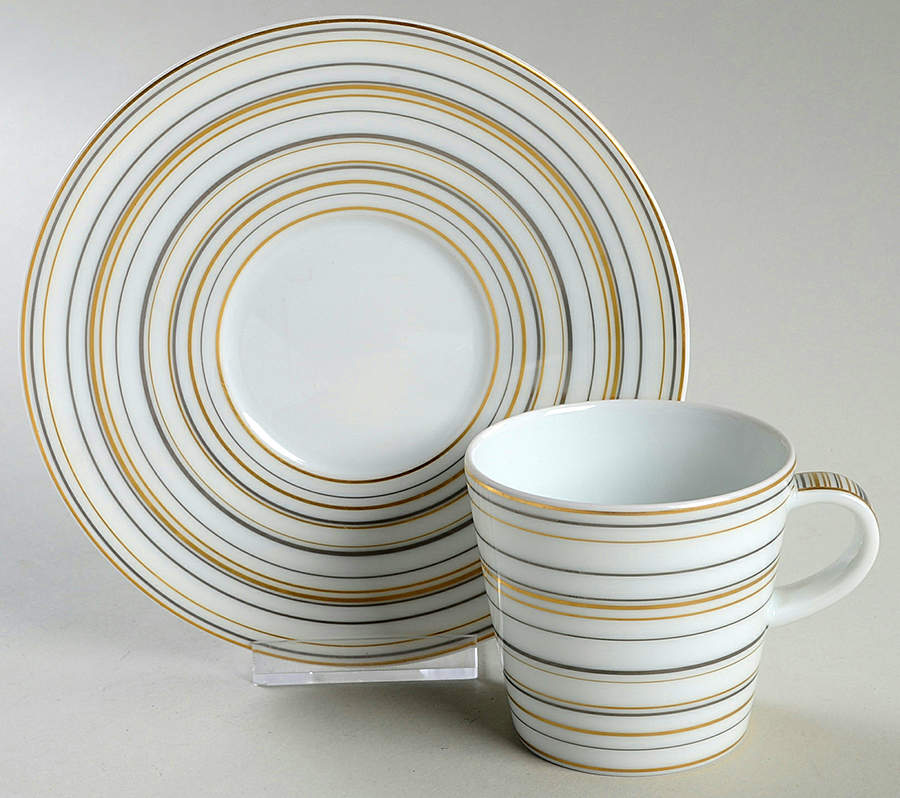 Attraction Gold and Platinum Flat Cup & Saucer Set by Raynaud-1