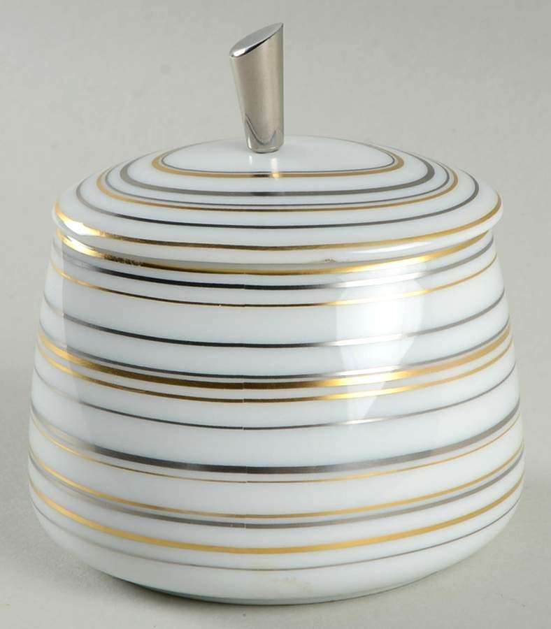 Attraction Gold and Platinum Sugar Bowl & Lid by Raynaud-1