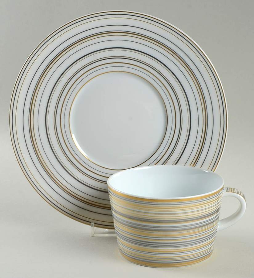 Attraction Gold and Platinum Flat Cup & Saucer Set by Raynaud-1
