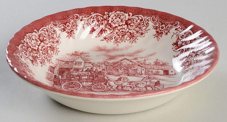 Coaching Scene Pink Coupe Cereal Bowl by Royal Stafford-1