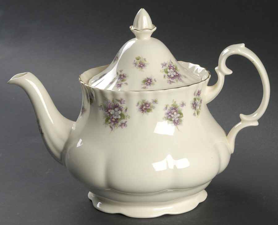 Sweet Violets (Cream Body) Teapot & Lid by Royal Albert-1