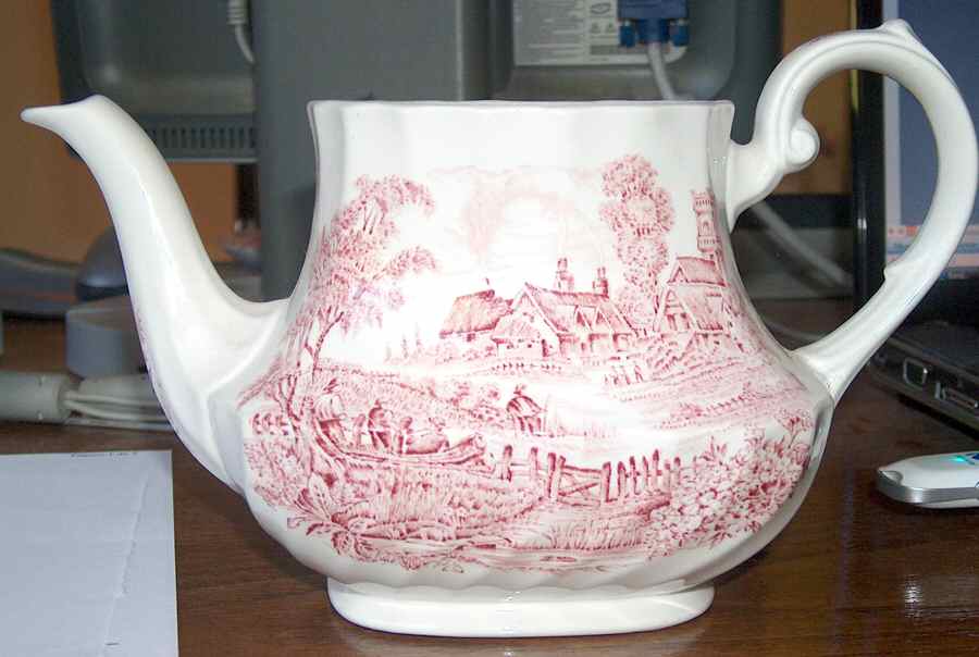 Meadowsweet Red Teapot No Lid by Ridgway (Ridgways)-1