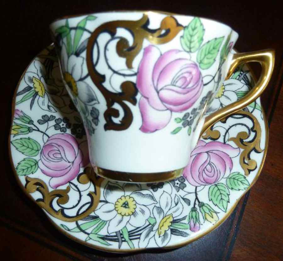 4857 Footed Cup & Saucer Set by Rosina-Queens-1