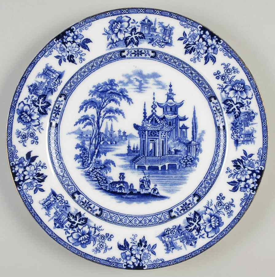 Madras (Transferware, Gold Trim) Large Dinner Plate by Royal Doulton-1