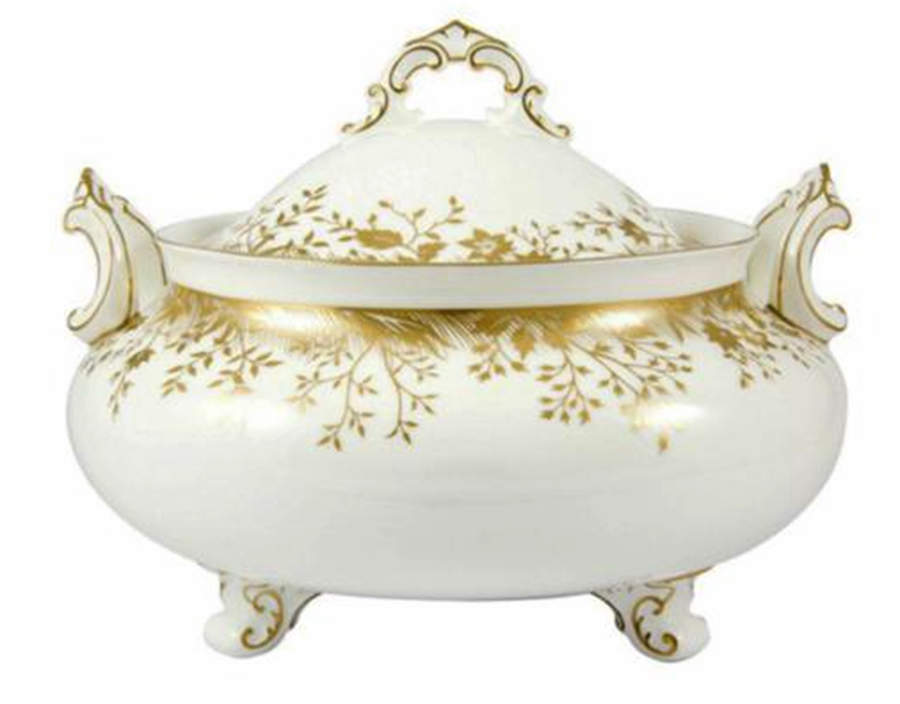 Arboretum Gold Tureen &  Lid by Royal Crown Derby-1