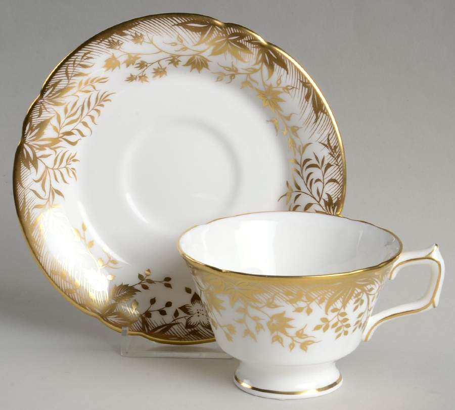 Arboretum Gold Footed Cup & Saucer Set by Royal Crown Derby-1