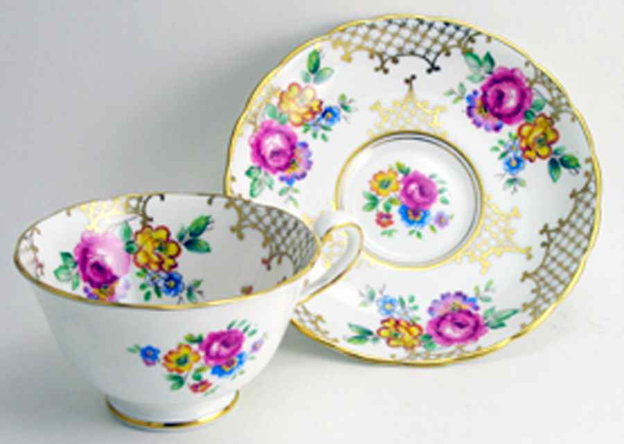 196a Footed Cup & Saucer Set by Royal Chelsea-1