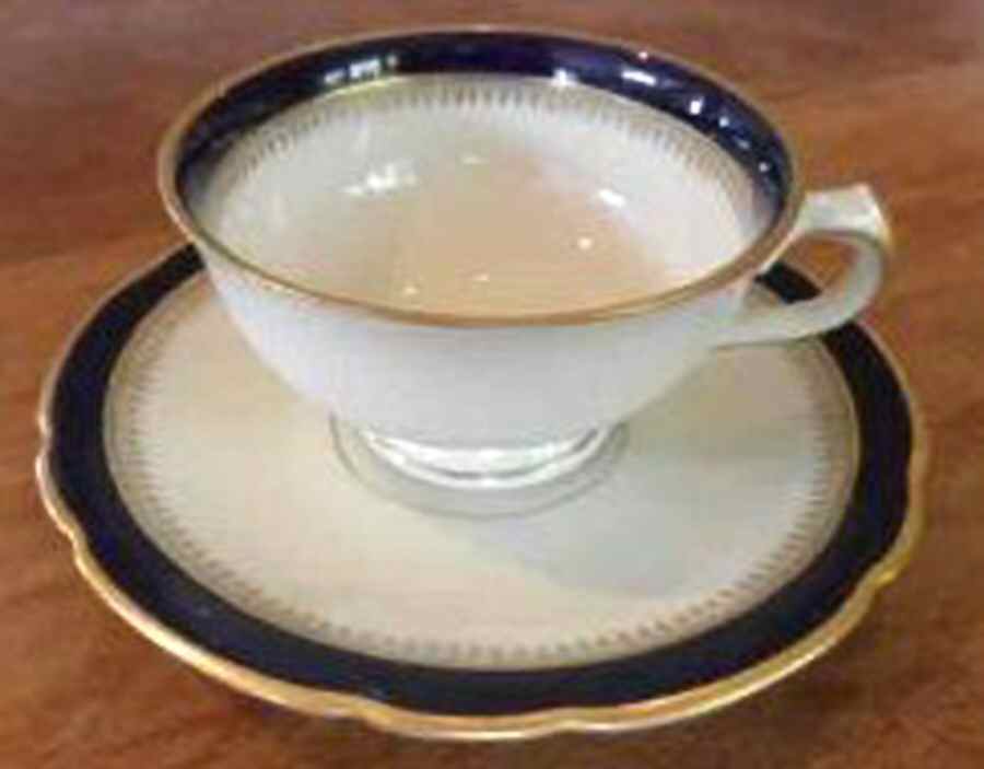 ROI144 Footed Cup & Saucer Set by Royal Ivory (Czech, Germany)-1