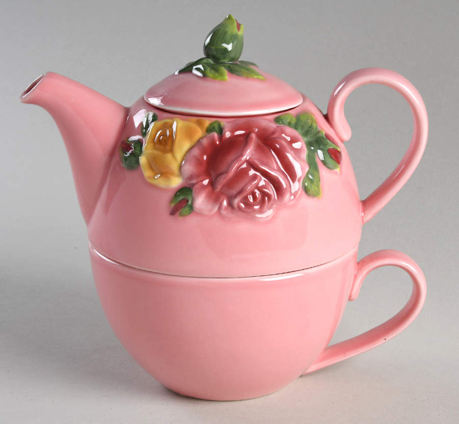 Country Rose Individual Teapot & Lid with Cup by Royal Albert-1