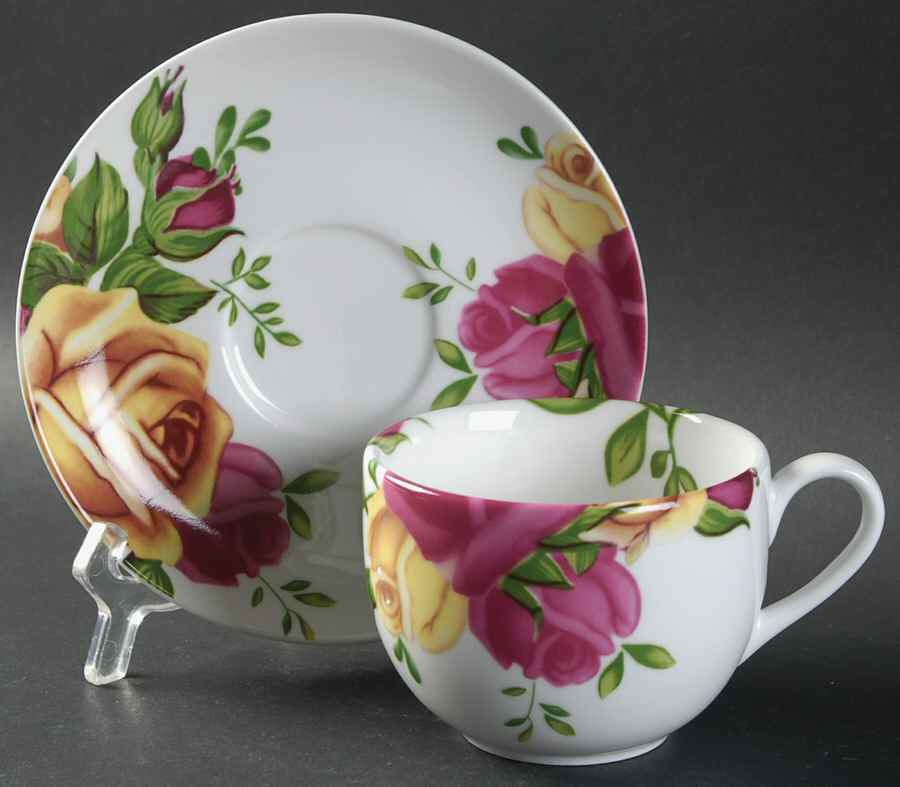 Country Rose Flat Cup & Saucer Set by Royal Albert-1