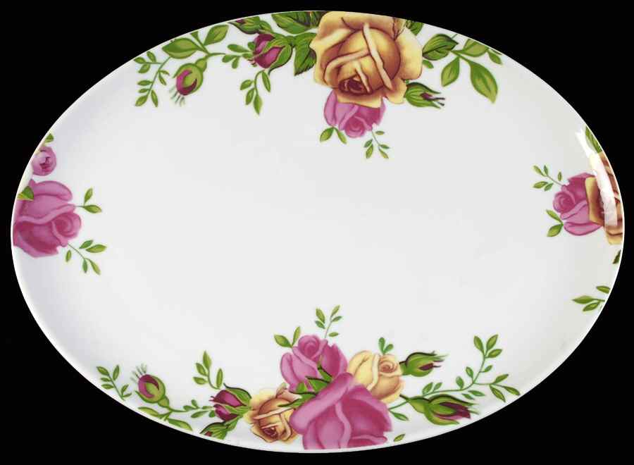 Country Rose 14" Oval Serving Platter by Royal Albert-1