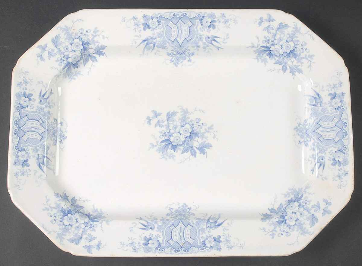 Hawthorn Blue 15" Oval Serving Platter by Ridgway (Ridgways)-1
