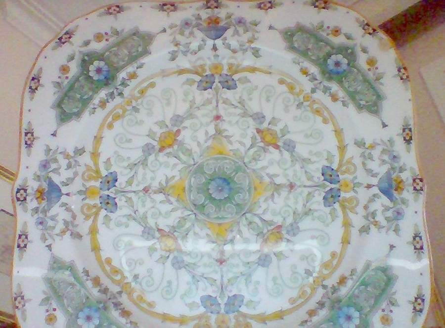 Canopic (Blue Flowers and Green) Square Salad Plate by Royal Worcester-1
