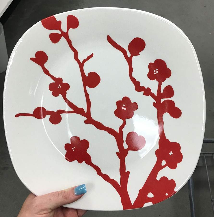 Spring Blossom Red (Soft Square) Dinner Plate by Roscher & Co-1