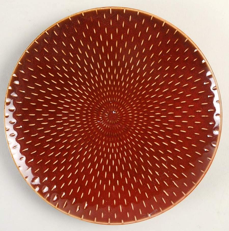 Stitch Brick Red Salad Plate by Ruff Hewn-1